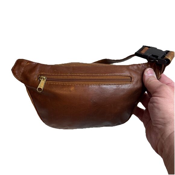 Brown Genuine Leather Fanny-Pack/Belt-Bag, Made in Columbia Hidden Pocket Back - Picture 3 of 6